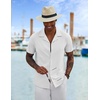 image:imageCOOFANDY Mens Short Sleeve Shirts Casual Button Down Shirts Cuban Textured Summer Beach ShirtsWhite