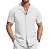 image:imageCOOFANDY Mens Short Sleeve Shirts Casual Button Down Shirts Cuban Textured Summer Beach ShirtsWhite