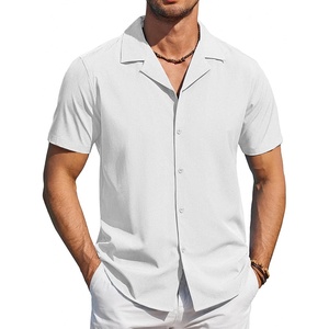 image:imageCOOFANDY Mens Short Sleeve Shirts Casual Button Down Shirts Cuban Textured Summer Beach ShirtsWhite