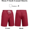 image:imageCOOFANDY Mens Cotton Chino Shorts 9 Inch Casual Shorts Elastic Waist Drawstring Summer Beach Shorts with PocketsRed