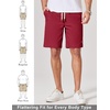 image:imageCOOFANDY Mens Cotton Chino Shorts 9 Inch Casual Shorts Elastic Waist Drawstring Summer Beach Shorts with PocketsRed
