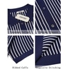 image:imageCOOFANDY Mens Knit Button Down Shirts Short Sleeve Polo Shirt Vintage Striped Casual ShirtsNavy Blue White