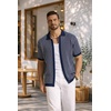 image:imageCOOFANDY Mens Knit Button Down Shirts Short Sleeve Polo Shirt Vintage Striped Casual ShirtsNavy Blue White