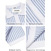 image:imageCOOFANDY Mens Knit Button Down Shirts Short Sleeve Polo Shirt Vintage Striped Casual ShirtsWhite Light Blue