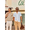 image:imageCOOFANDY Mens Knit Button Down Shirts Short Sleeve Polo Shirt Vintage Striped Casual ShirtsWhite Light Blue