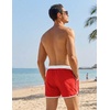 image:imageCOOFANDY Mens Swim Trunks Quick Dry Swimsuit Color Block Board Short Bathing Suit Swimwear with Mesh LinerD Red