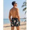 image:imageCOOFANDY Mens Swim Trunks Quick Dry Swimsuit Color Block Board Short Bathing Suit Swimwear with Mesh LinerP Black Plant Flower