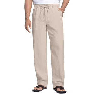 image:imageCOOFANDY Mens Linen Pants Casual Beach Summer Pant Elastic Waist Drawstring Lightweight TrousersBeige