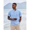 image:imageCOOFANDY Mens Henley TShirts Short Sleeve Casual Button Henley Shirts Band Collar Tee Summer Beach Hippie Shirts