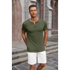 image:imageCOOFANDY Mens Soft Henley Short Sleeve T Shirts Casual Basic Shirt with Pocket 3 Button Tees Summer TopsArmy Green