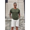 image:imageCOOFANDY Mens Soft Henley Short Sleeve T Shirts Casual Basic Shirt with Pocket 3 Button Tees Summer TopsArmy Green