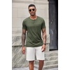 image:imageCOOFANDY Mens Soft Henley Short Sleeve T Shirts Casual Basic Shirt with Pocket 3 Button Tees Summer TopsArmy Green