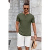 image:imageCOOFANDY Mens Soft Henley Short Sleeve T Shirts Casual Basic Shirt with Pocket 3 Button Tees Summer TopsArmy Green