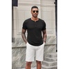 image:imageCOOFANDY Mens Soft Henley Short Sleeve T Shirts Casual Basic Shirt with Pocket 3 Button Tees Summer TopsBlack