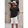 image:imageCOOFANDY Mens Soft Henley Short Sleeve T Shirts Casual Basic Shirt with Pocket 3 Button Tees Summer TopsBlack