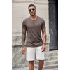 image:imageCOOFANDY Mens Soft Henley Short Sleeve T Shirts Casual Basic Shirt with Pocket 3 Button Tees Summer TopsBrown