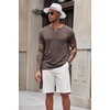image:imageCOOFANDY Mens Soft Henley Short Sleeve T Shirts Casual Basic Shirt with Pocket 3 Button Tees Summer TopsBrown