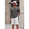 image:imageCOOFANDY Mens Soft Henley Short Sleeve T Shirts Casual Basic Shirt with Pocket 3 Button Tees Summer TopsDark Grey