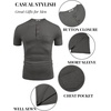 image:imageCOOFANDY Mens Soft Henley Short Sleeve T Shirts Casual Basic Shirt with Pocket 3 Button Tees Summer TopsDark Grey