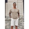 image:imageCOOFANDY Mens Soft Henley Short Sleeve T Shirts Casual Basic Shirt with Pocket 3 Button Tees Summer TopsDark Khaki