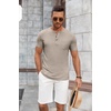 image:imageCOOFANDY Mens Soft Henley Short Sleeve T Shirts Casual Basic Shirt with Pocket 3 Button Tees Summer TopsDark Khaki