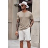image:imageCOOFANDY Mens Soft Henley Short Sleeve T Shirts Casual Basic Shirt with Pocket 3 Button Tees Summer TopsDark Khaki
