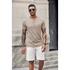image:imageCOOFANDY Mens Soft Henley Short Sleeve T Shirts Casual Basic Shirt with Pocket 3 Button Tees Summer TopsDark Khaki