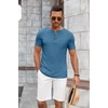 image:imageCOOFANDY Mens Soft Henley Short Sleeve T Shirts Casual Basic Shirt with Pocket 3 Button Tees Summer TopsDemin Blue