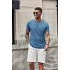 image:imageCOOFANDY Mens Soft Henley Short Sleeve T Shirts Casual Basic Shirt with Pocket 3 Button Tees Summer TopsDemin Blue