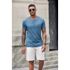 image:imageCOOFANDY Mens Soft Henley Short Sleeve T Shirts Casual Basic Shirt with Pocket 3 Button Tees Summer TopsDemin Blue