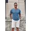 image:imageCOOFANDY Mens Soft Henley Short Sleeve T Shirts Casual Basic Shirt with Pocket 3 Button Tees Summer TopsDemin Blue