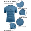 image:imageCOOFANDY Mens Soft Henley Short Sleeve T Shirts Casual Basic Shirt with Pocket 3 Button Tees Summer TopsDemin Blue