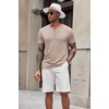 image:imageCOOFANDY Mens Soft Henley Short Sleeve T Shirts Casual Basic Shirt with Pocket 3 Button Tees Summer TopsKhaki
