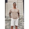 image:imageCOOFANDY Mens Soft Henley Short Sleeve T Shirts Casual Basic Shirt with Pocket 3 Button Tees Summer TopsKhaki