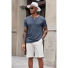 image:imageCOOFANDY Mens Soft Henley Short Sleeve T Shirts Casual Basic Shirt with Pocket 3 Button Tees Summer TopsNavy Blue