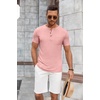image:imageCOOFANDY Mens Soft Henley Short Sleeve T Shirts Casual Basic Shirt with Pocket 3 Button Tees Summer TopsPink