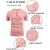 image:imageCOOFANDY Mens Soft Henley Short Sleeve T Shirts Casual Basic Shirt with Pocket 3 Button Tees Summer TopsPink