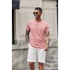 image:imageCOOFANDY Mens Soft Henley Short Sleeve T Shirts Casual Basic Shirt with Pocket 3 Button Tees Summer TopsPink