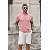image:imageCOOFANDY Mens Soft Henley Short Sleeve T Shirts Casual Basic Shirt with Pocket 3 Button Tees Summer TopsPink