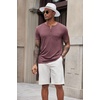 image:imageCOOFANDY Mens Soft Henley Short Sleeve T Shirts Casual Basic Shirt with Pocket 3 Button Tees Summer TopsWine Red