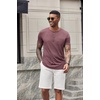 image:imageCOOFANDY Mens Soft Henley Short Sleeve T Shirts Casual Basic Shirt with Pocket 3 Button Tees Summer TopsWine Red