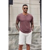 image:imageCOOFANDY Mens Soft Henley Short Sleeve T Shirts Casual Basic Shirt with Pocket 3 Button Tees Summer TopsWine Red