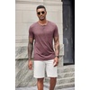 image:imageCOOFANDY Mens Soft Henley Short Sleeve T Shirts Casual Basic Shirt with Pocket 3 Button Tees Summer TopsWine Red