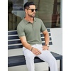image:imageCOOFANDY Mens Textured Polo Shirts Short Sleeve Slim Fit Casual Button Polo TShirt Summer Collared Golf ShirtBlight Green