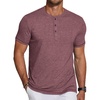 image:imageCOOFANDY Mens Soft Henley Short Sleeve T Shirts Casual Basic Shirt with Pocket 3 Button Tees Summer TopsWine Red