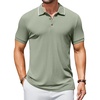 image:imageCOOFANDY Mens Textured Polo Shirts Short Sleeve Slim Fit Casual Button Polo TShirt Summer Collared Golf ShirtLight Green White Striped