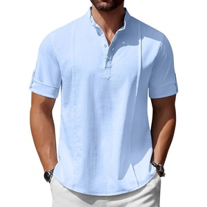 image:imageCOOFANDY Mens Henley TShirts Short Sleeve Casual Button Henley Shirts Band Collar Tee Summer Beach Hippie Shirts