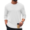 image:imageCOOFANDY Mens TShirt Long Sleeve Crew Neck Basic Tee Casual Soft Stretch PulloverAwhite