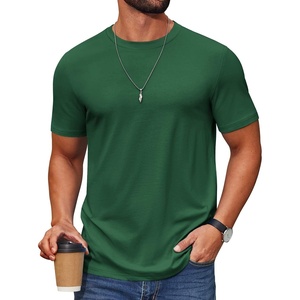 image:imageCOOFANDY Mens T Shirt Short Sleeve Cotton Blend TShirts Crew Neck Casual Summer Basic Tee ShirtsGreen