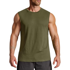 image:imageCOOFANDY Mens Workout Tank Tops Cotton 3 Pack Soft Gym Muscle Shirt Sleeveless Classic T ShirtsArmy Green1 Pack